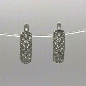Sterling Silver Cubic Zirconia Leverback Earrings April Birthstone